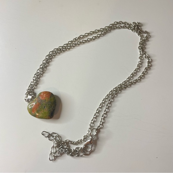 Unakite Crystal Heart Necklace - Picture 3 of 4